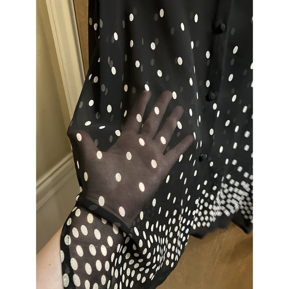 Valerie Stevens 100% Silk Mesh Women's Size 8 Polka Dot Button Down Blouse Shirt - Picture 7 of 16